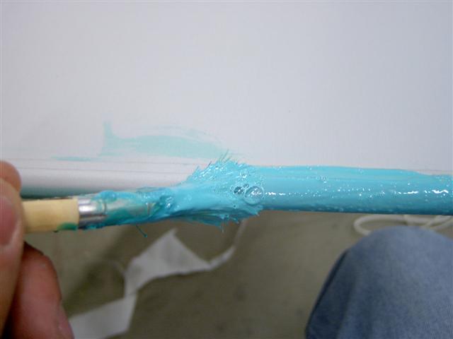 Applying glue for second side - up to the pencil line made above. 